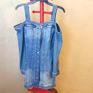 GUESS Authentic Bodycon Cold-Shoulder Denim Dress Halcyon XS